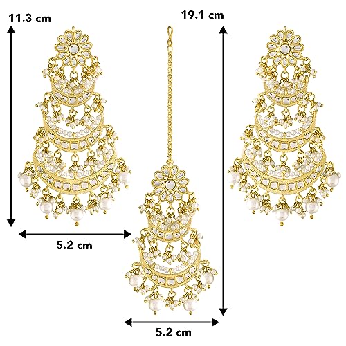 Image of Peora Traditional Ethnic Kundan Pearl Traditional Jewellery Set Gift for Women