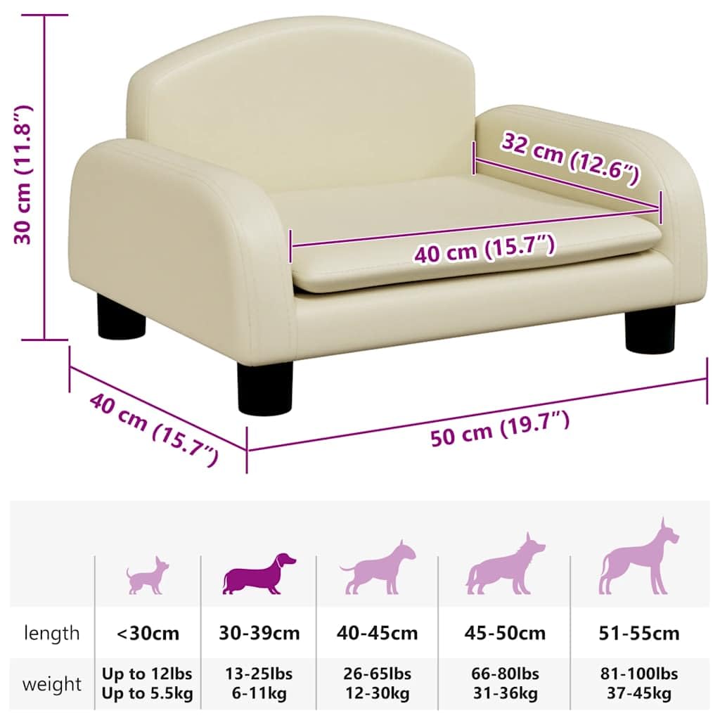 Cuccia per cani in ecopelle, 50 x 40 x 30 cm, con morbida schiuma, cuscino antiscivolo e rivestimento antigraffio, lavabile, delicato sulle articolazioni