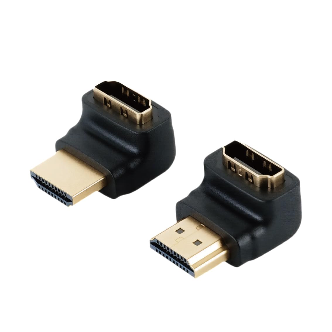 Tecmojo Adattatore HDMI 2.0 4K, adattatore ad angolo retto, supporta 4K a 60Hz, 2K a 240Hz, 1080P a 60Hz, adattatore HDMI da maschio a femmina, 90 gradi e 270 gradi, confezione da 2, nero
