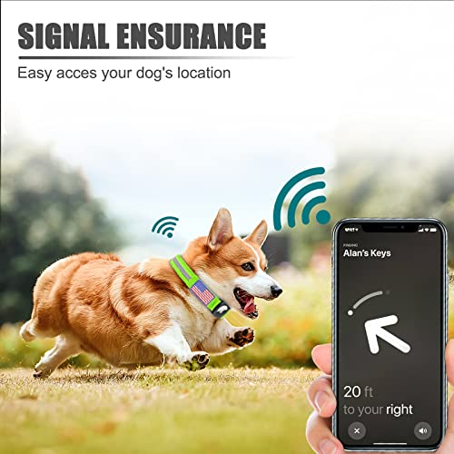 Reflective Airtag Dog Collar, Feeyar Waterproof Air Tag Dog Collar [Green], Integrated Apple Airtag Holder Dog Collars With Flag Patch, Gps Tracker Dog Collar For Small Medium Large Dogs [Size S] #TOP4