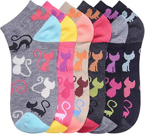 Image of ToBeInStyle Pack of 6 Printed & Solid Low Cut Ankle Socks - Kid's & Adults