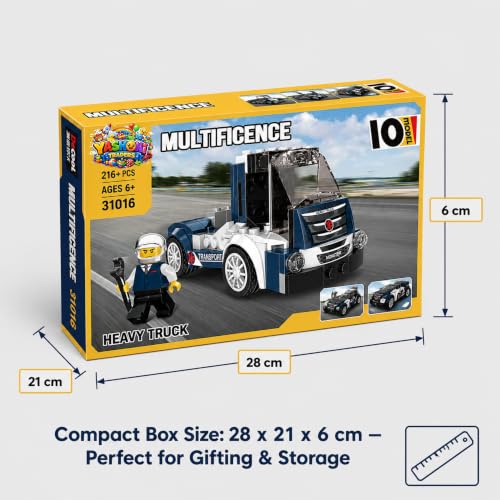 Image of Yashoni Automotive Building Blocks Toy Set for Kids | 10+ Construction Models in one Set| Aircraft, Excavator, Jeep, Car Model Building Kit | Educational STEM Toy | Ages 6+ (Heavy Truck)