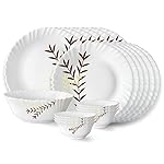 Larah by Borosil Oak Fluted Series Opalware Dinner Set | 19 Pieces for Family of 6 | Microwave & Dishwasher Safe | Bone-Ash Free | Crockery Set for Dining & Gifting | Plates & Bowls | White