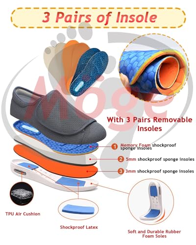 Diabetic Shoes for Women Wide Width Elderly Shoes Swollen Feet Non-Slip Air Cushion Bottom Fattening and Widening Lightweight Loafer Slip On Boat Wide Fit Trainers Men4