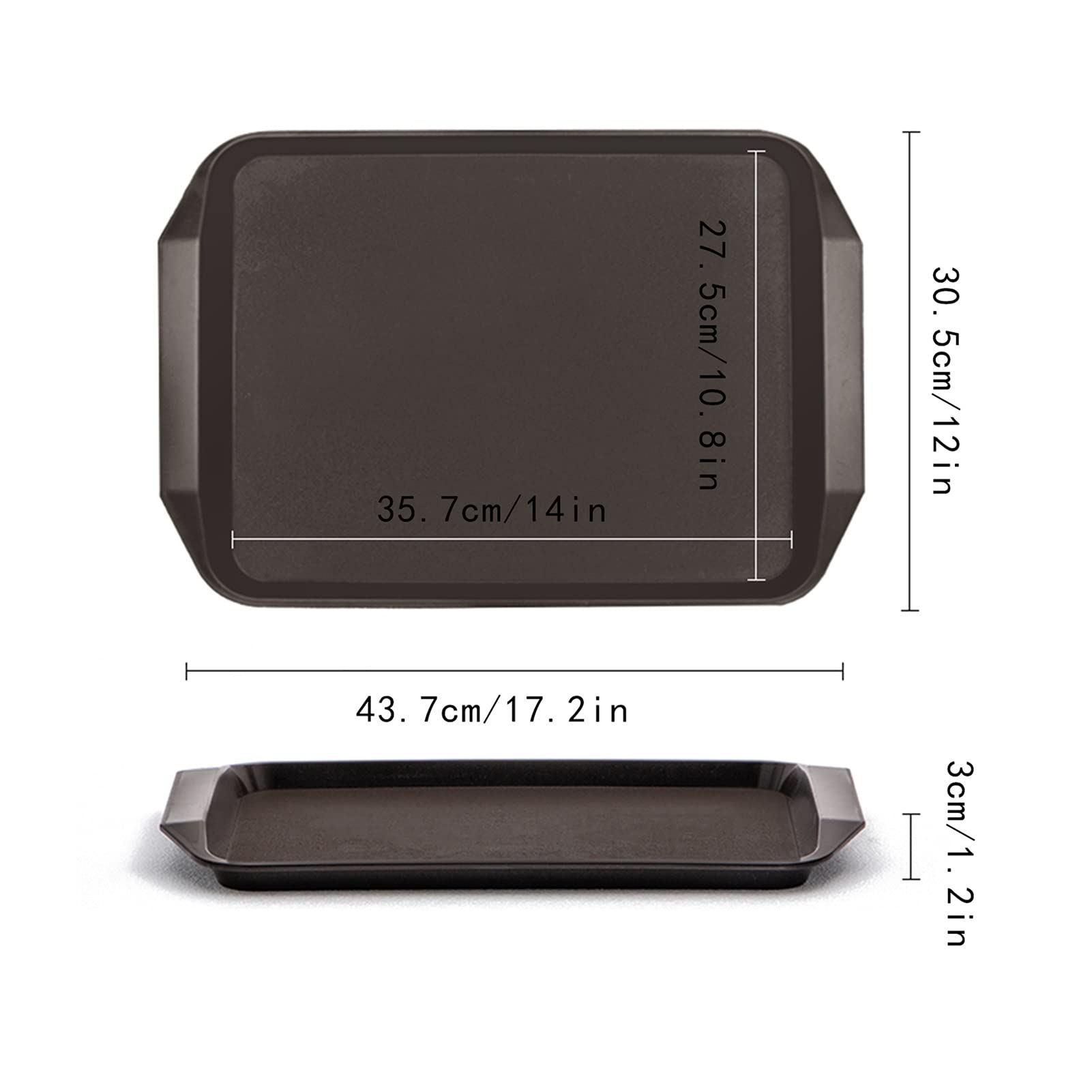 Bandeja rectangular multiusos para servir para fiestas de restaurante, mesa de café, cocina, 43 cm, bandeja antideslizante para comer y servir