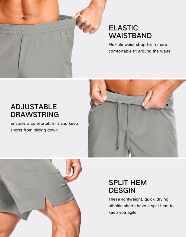 Image of GGJ Men's Lightweight Athletic Shorts with 2 Zipper Pockets 7 inch /9 inch /5 inch Gym Workout Running Quick Dry Tennis Shorts for Men
