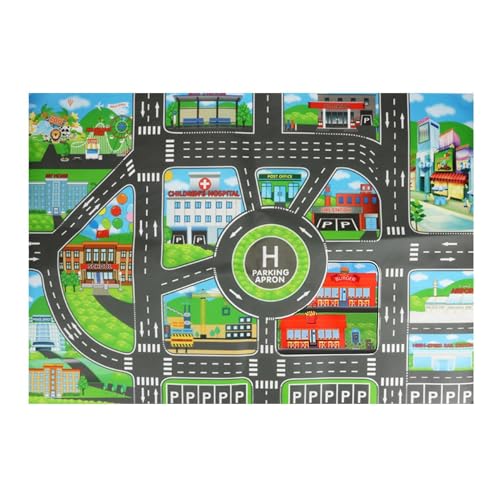 Alfombra para niños - Alfombra de mapa de tráfico, alfombra de juego interactivo educativo | City Life Road Layout tarjeta de estacionamiento de conducción simulación alfombra para niños niñas sala de