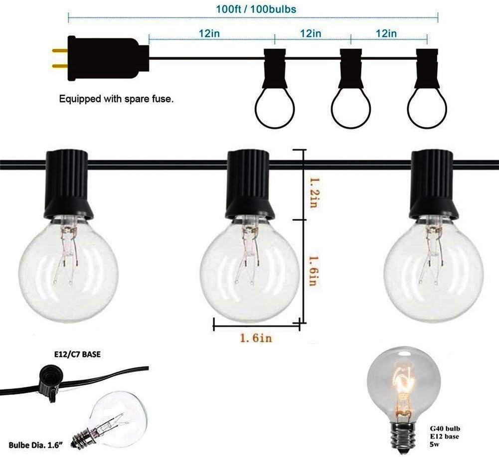Get Special Price Couah 100 FT Globe String Lights with 105 G40 Globe Clear Bulbs G40 Indoor Outdoor Lighting Garden Fairy Backyard Market Xmas Holiday Patio Wedding Party String Lights -Black Wire Greatest Product Couah 100 FT Globe String Lights with 105 G40 Globe Clear Bulbs G40 Indoor Outdoor Lighting Garden Fairy Backyard Market Xmas Holiday Patio Wedding Party String Lights -Black Wire
