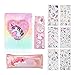 HIFOT Set de Papelería Unicornio para Niña, Kawaii Pegatinas Unicornio Notas Adhesivas Felpa Libreta Notas Unicornio Estuche Lapices para Niños Material Escolar