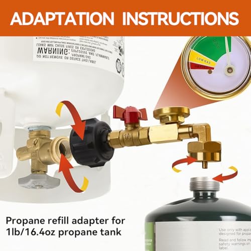Propane Refill Adapter with Valve and Gauge