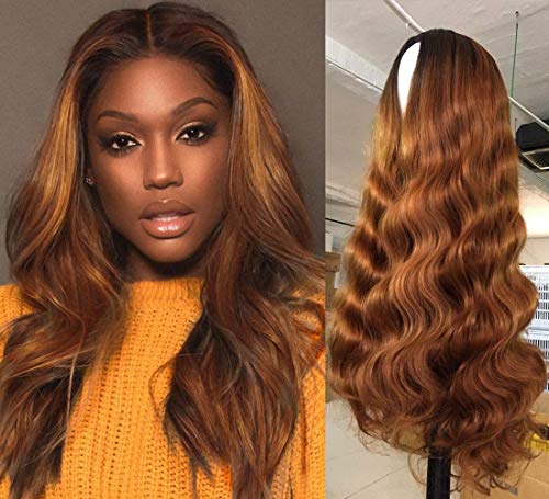 Brown Body Wave Wigs for White Black Women Long Curly Wavy Wig Ombre 28 Inches For Cosplay Party Daily Use
