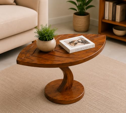 Image of Wooden Center Table for Living Room | Sheesham Wood Coffee Table for Home | Wooden Sofa Side Table | End Table | Tea Table | Honey Finish
