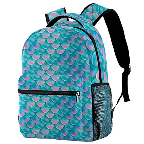 Sac à dos sirène vert et rose pour le campus avec porte-bouteille