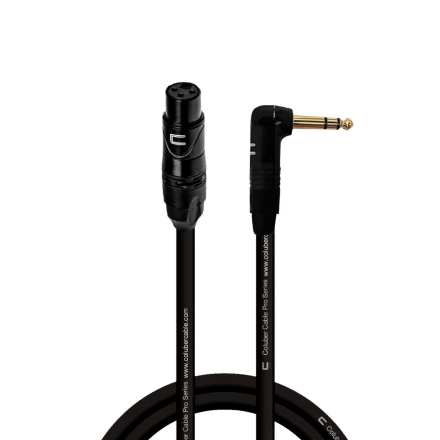 Balanced XLR Cable Female to Right Angle 1/4" TRS - 10 Feet Black - Pro 3-Pin Microphone Connector for Powered Speakers, Audio Interface or Mixer for Live Performance & Recording