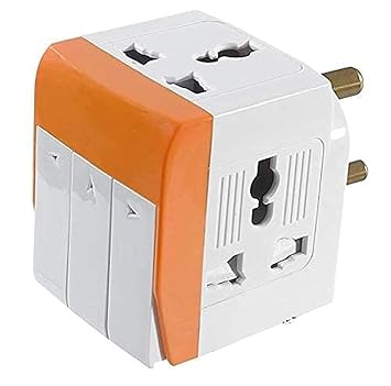 OSMI TOYS 3 pin Plug Adapter Universal Travel Adapter Multi-Plug with Individual Switch 3 Sockets Socket 3 Switches 5A-250V with Individual Switch and Indicator Extension Spike Buster Fuse Protected