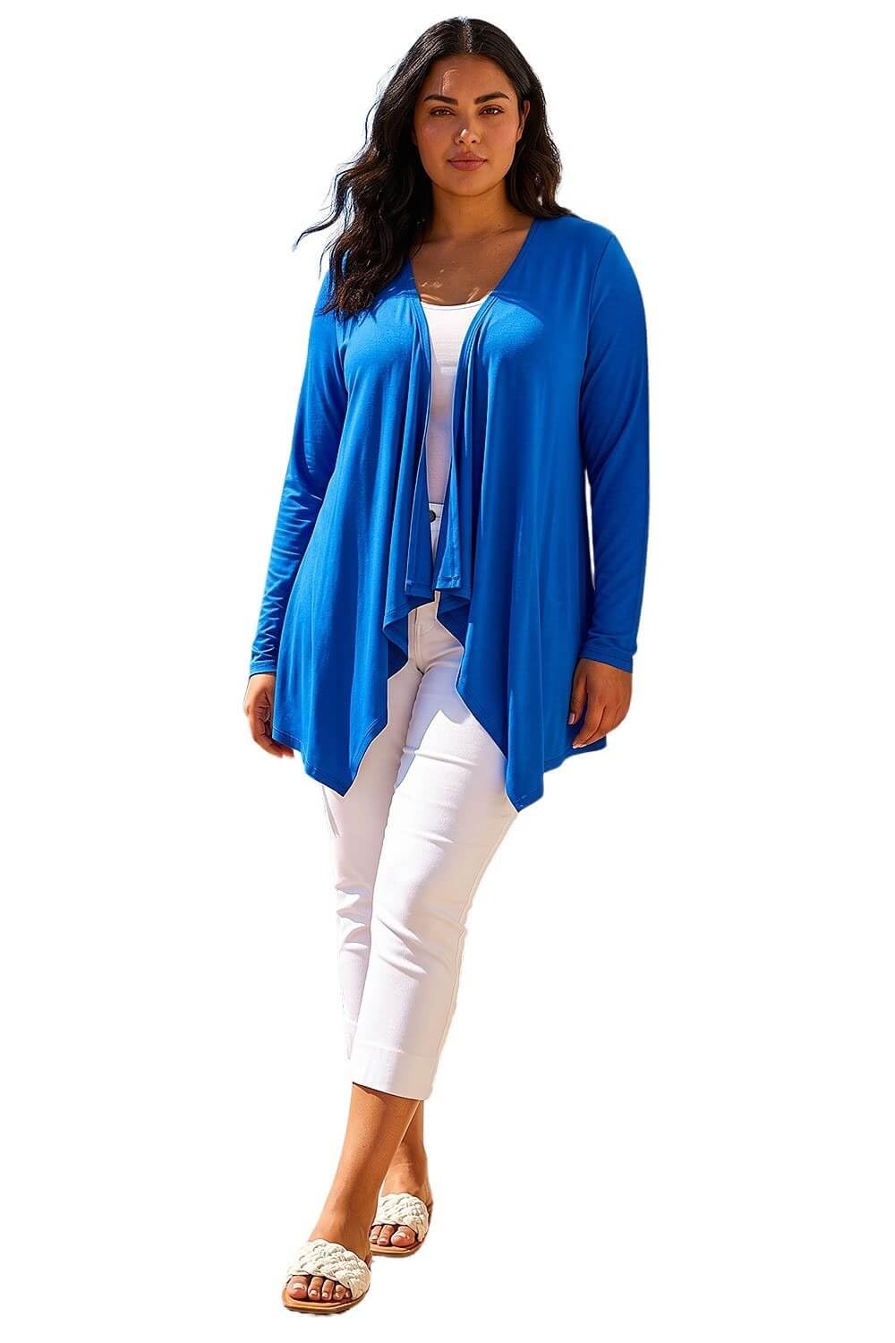 Roman - Women's Longline Cardigan - Royal - Size 22-24