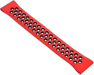 سوار ساعة سيليكون قابل للتعديل بتصميم فتحات للجنسين متوافق مع الساعات الذكية 22 ملم - أحمر وأسود