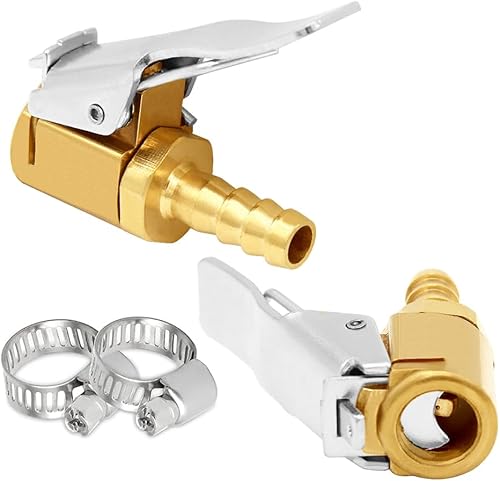 Uenede Boquilla de inflador de neumáticos de latón de 14 pulgadas, bloqueo de flujo abierto en portabrocas de aire, compresor de aire, reparación de