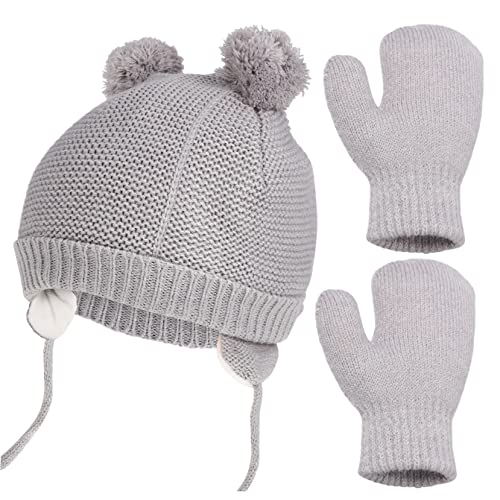 LIFKOME Multi-Occasion Toddler Winter Hat and Mitten Set Knit Suit for Boys and Girls Warm Gloves
