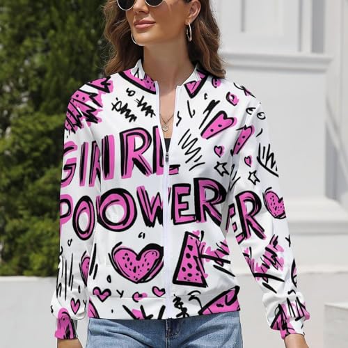 Girls Power Leopard Print Love Heart Fashion Jackets for Women Coat Sweatshirt Windbreaker Bomber Jacket Top4
