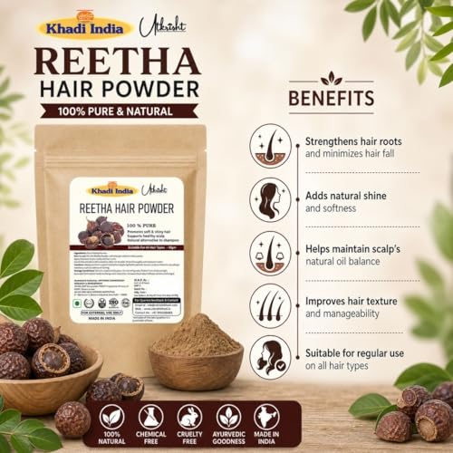 Image of Khadi Utkrisht Amla Bhringraj Rosemary Shikakai Reetha Hair Powder with Aloe Vera Gel | Natural Herbal Hair Care for Hair Growth, Scalp Nourishment & Hair Strengthening - 300GM (Pack of 6)
