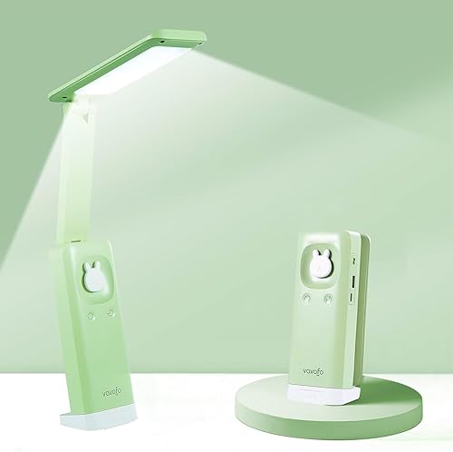 VAVOFO Lámpara de escritorio inalámbrica, lámpara de escritorio alimentada por batería de 6000 mAh, lámparas de escritorio plegables, tres