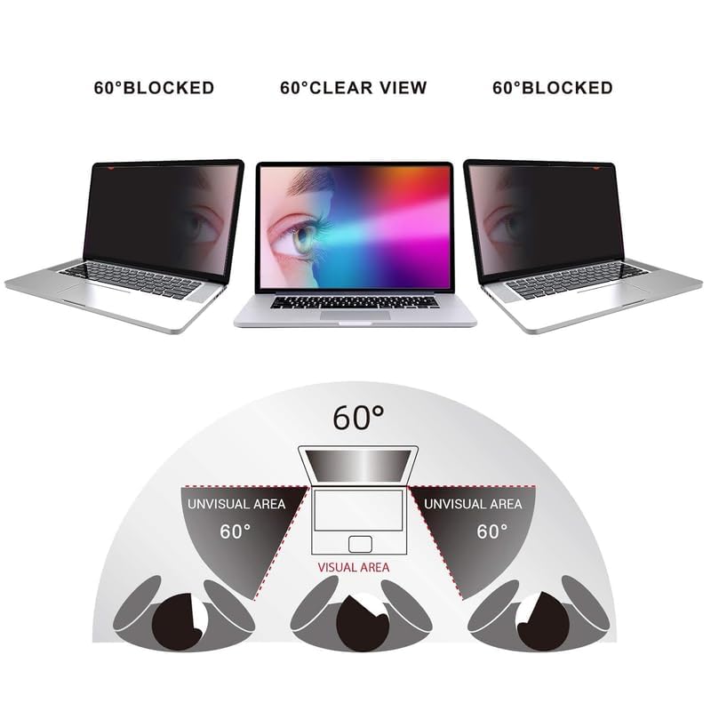Image of Pxin Privacy Screen Filter Compatible for MacBook Air 15 Inch Magnetic Privacy Screen Filter - No Eye Strain | Anti Blue Light + Anti Glare.