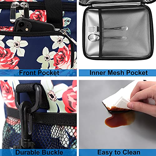 Lunch Bags For Women/Men, Insulated Lunch Bag For Work Office School Picnic - Lunch Cooler Bag Leakproof Lunch Box With Adjustable Shoulder Strap - Floral #TOP5