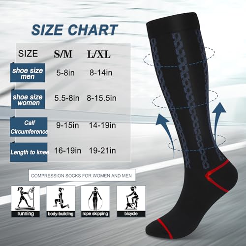 Image of FULLSOFT Medical Graduated 30-40mmHg Compression Socks for Women&Men Circulation Knee High Socks Hiking Running Stockings
