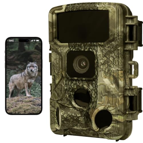 KJK WiFi Bluetooth Trail Camera | 4K 64MP Ultra Clear Night Vision Game Camera, IP67 Waterproof 130° Wide Angle, 0.1s Fast Motion Trigger for Wildlife Deer & Farm Security