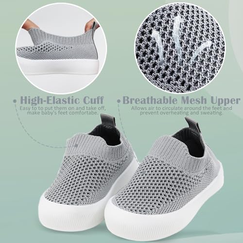 Baby Toddler Sock Shoes, Non-Slip Soft Infant Toddler First Walking Shoes Mesh Breathable Kids Slippers with Soft Rubber Sole for Boys Girls Lightweight Slip-on Sneakers Baby Trainers Indoor Outdoor - Image 6