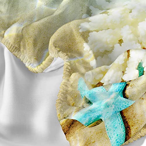 Ailonen Ocean Themed Fitted Sheet, Beach Theme Bed Sheets Twin Size,Superior Coastal Sheet Set For Teen Boys Girls Childrens,Blue Bedding Set Bedroom Decor,1 Fitted Sheet And 2 Pillow Case,3 Piece thumb #3