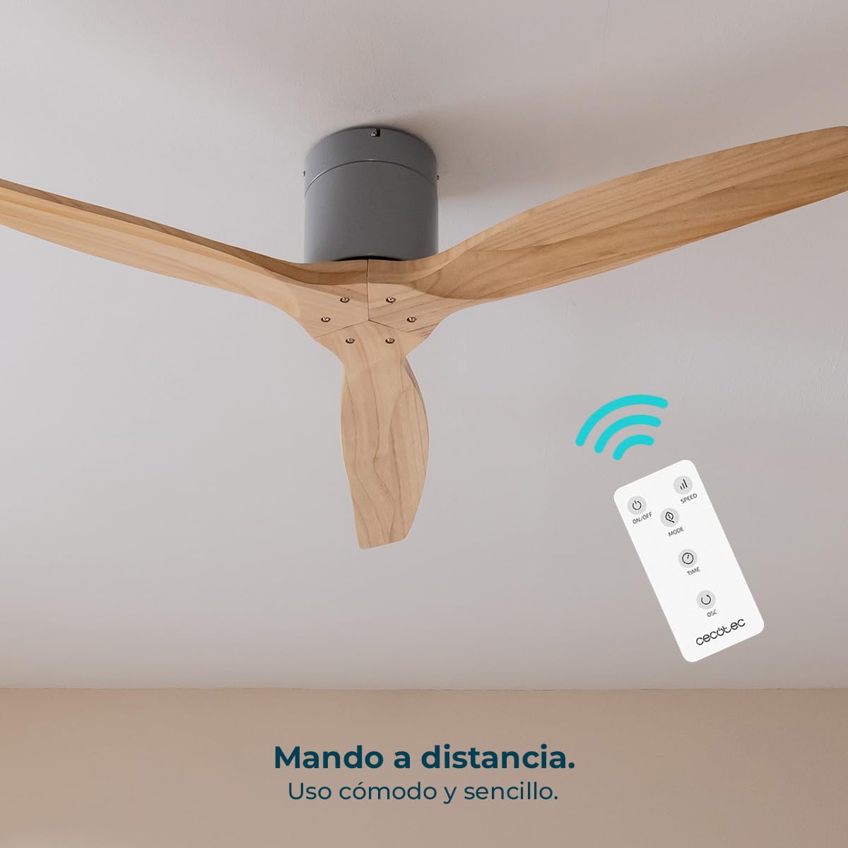 Cecotec Ventilador de Techo EnergySilence Aero 5400 Classic Iron&LightWood | Mando a Distancia, 52", Motor DC 40W, 3 Aspas, 6 Velocidades, Temporizador hasta 8h, Modo Winter/Summer