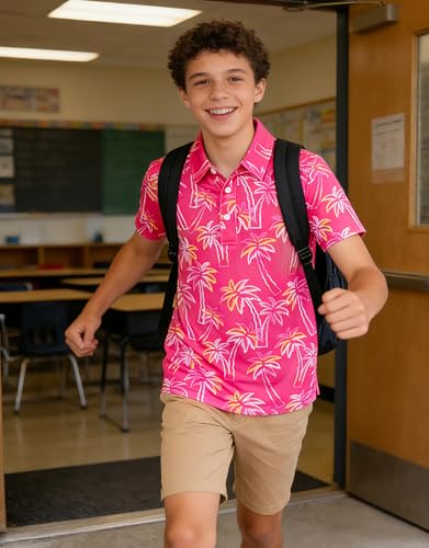 Cuddomper Boys Hawaiian Polo Golf Shirt Fashion Palm Clothes 7-8 Years - image 2
