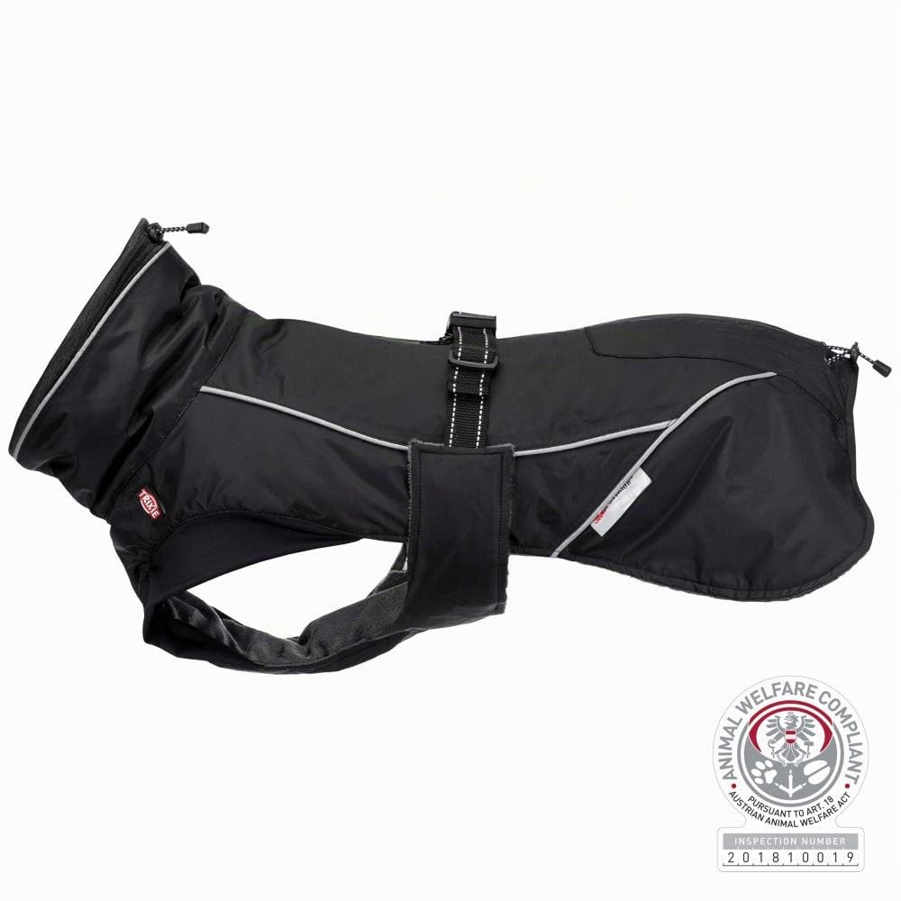 Trixie Hundemantel, Kleidung für Haustiere, Jacke, Mantel, Weste, Regenjacke, groß, klein, mittel, wasserdicht, Hundezubehör, Brizon, Größe S, 40 cm, Schwarz
