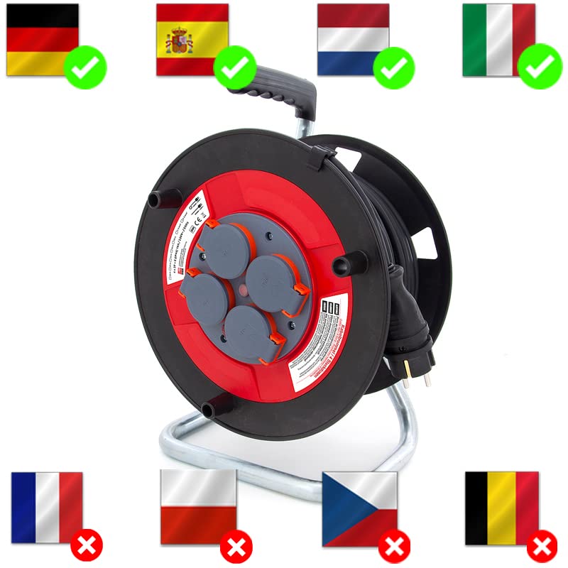 Electraline 300181 Waterdichte beschermdoos voor buiten weerbestendig IP54 met stekkerdoos inbegrepen 4 IP44 stopcontacten met doppen, 5M kabel H05RR-F 3G1.5 Afmeting 390x228x138 mm