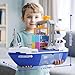 CUTE STONE Cargo Ship Toy & Gantry Crane, Toy Boat and Crane Playset with Sounds & Lights, Transport Containers, Push and Go Vehicle Cars, Kids Play Boats for Boys Girls
