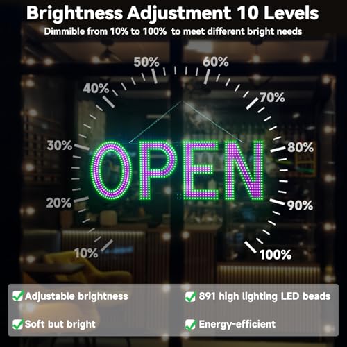 Image of Pink /Green LED Open Signs for Business 40x14 inch, Ultra Bright Light Up LED Sign for Storefront Window, Glass Door, Wall - Business Advertising Signs for Bar Shop Cafe Salon Restaurant