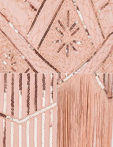 Image of Plus Size 1920s Vintage Fringed Gatsby Sequin Beaded Tassels Hem Flapper Dress for Women