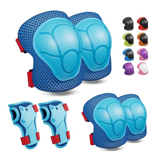 Image of CKE Toddler Knee Pads and Elbow Pads with Wrist Guards for Kids, Size M | 3-in-1 knee pads for kids with wrist guards. Kids knee pads and elbow pads for skating, cycling, rollerblading and scooters