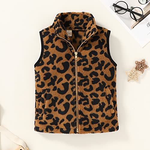 Mamami Kid Little Girls Puffer Lightweight Plaid Quilted Vest Cute Winter Outwear Padded Outfit(3-4T, Leopard) #TOP1