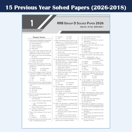 Image of PW All in One RRB Group D Level-1 For 2026-27 Exam | 15 PYQs with 15 Practice Sets