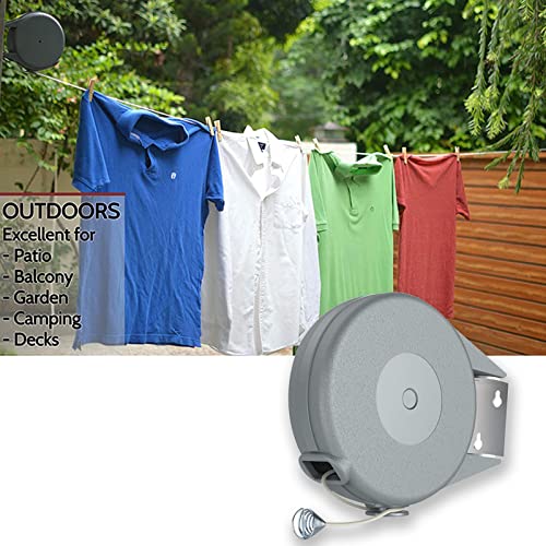 Retractable Clothesline Indoor Outdoor Clothes Line Heavy Duty Clothes Drying Laundry Line Wall Mounted Drying Rack