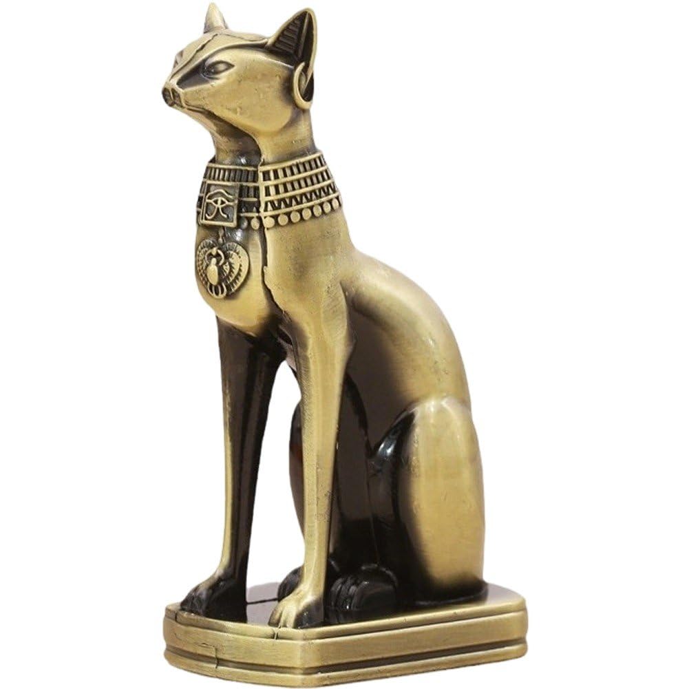 Statue Bastet en métal d'art égyptien antique pour une décoration intérieure raffinée