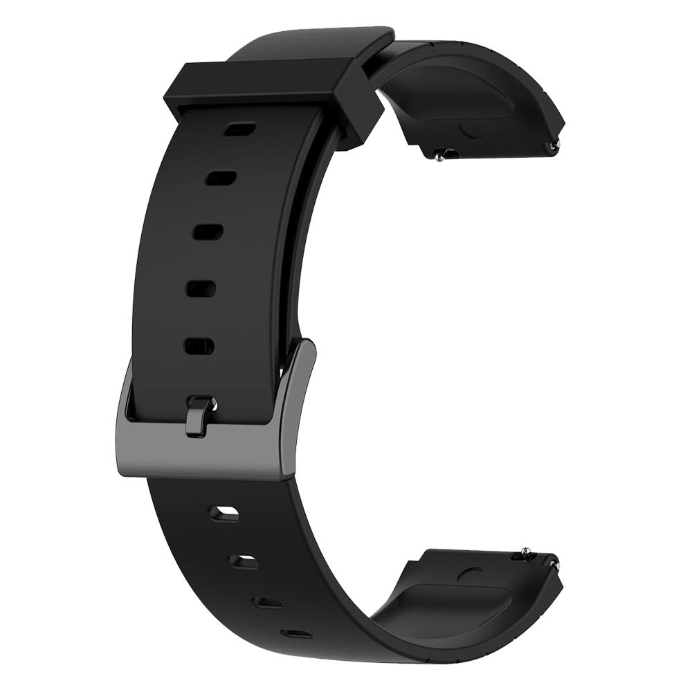 CupsofuWatchBand Strap for Watch, Silicone, Black, 18mm, Unisex, Standard Design, Secure Buckle Closure