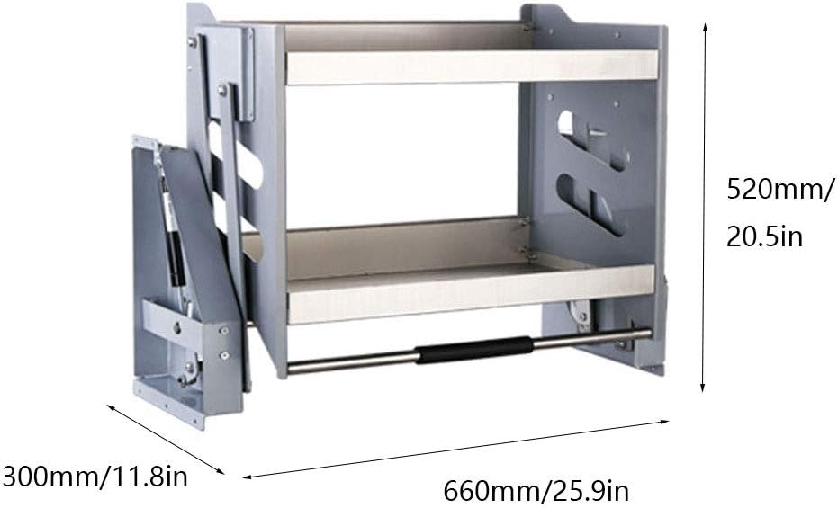Pull Down Kitchen Shelf Lifting Basket Stainless Steel Wall Cabinet with 30kg Weight Capacity Efficient Storage Rack for Seasoning Bottles and More,A-66x30x52