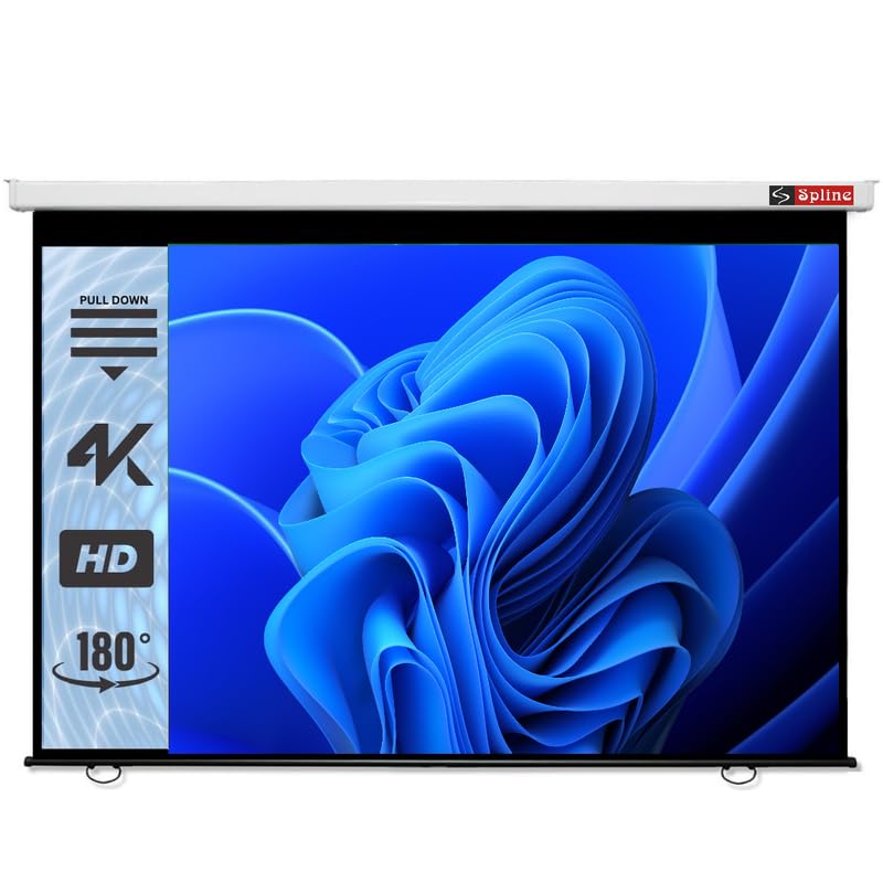 Image of Royality 84 Inch Imported Fabric Wall Type Pull Down Screen Without Auto Lock Mechanism with 1080P, 3D and 4K Technology Ratio-4:3 -(6ft (W) x 4ft (H)),(White)