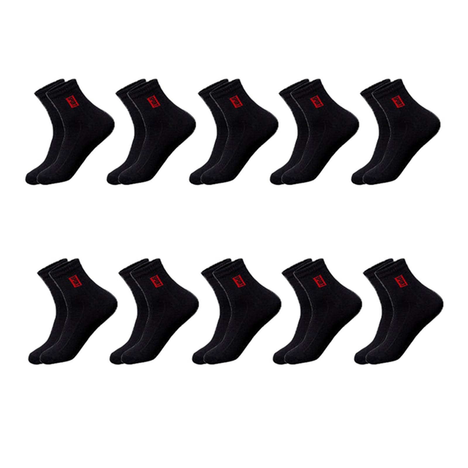 UKKO Calcetines de Hombre 20Pcs = 10Pairs Hombres Calcetines Algodón Transpirable Absorble Absaborete Medio Combillos Medios-10 Black,EUR 38-44