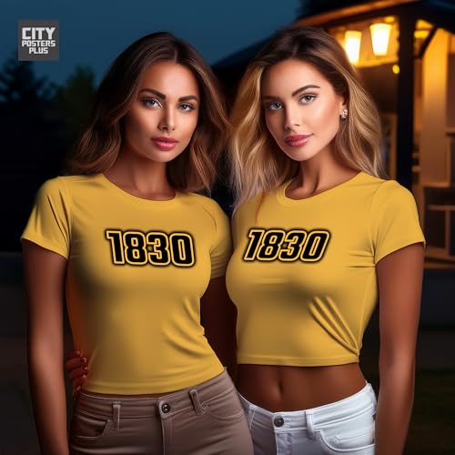 Crop top jaune doré éclatant 1830 avec coupe ajustée féminine