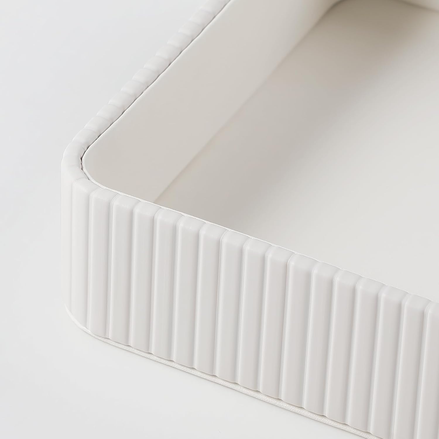 Desk Organizer Tray, PU Leather Nightstand Organizer Perfume Valet Tray for Men Women, Decorative Vanity Trays Trinket Dish Key Bowl for Entryway Table (2pcs, Ivory, Large+Small)